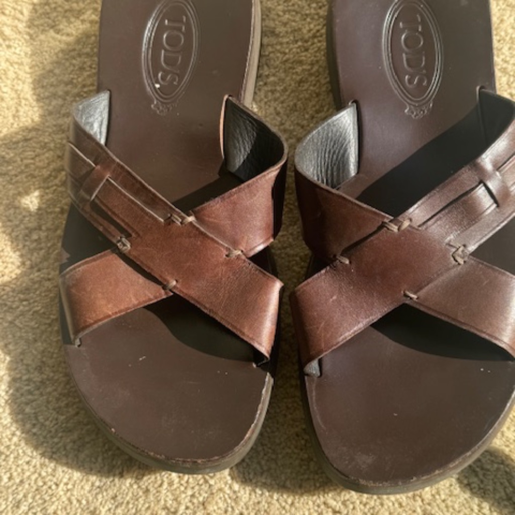 Tod’s Men’s Leather Criss Cross Slide Sandal